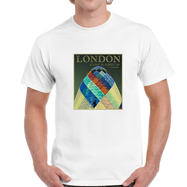 London Abstract – The Gherkin – White TShirt